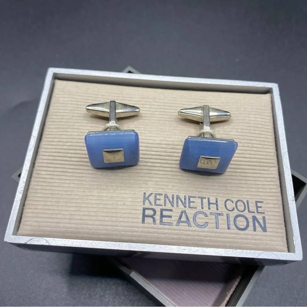 Kenneth Cole Reaction Blue & Silver Cuff Links